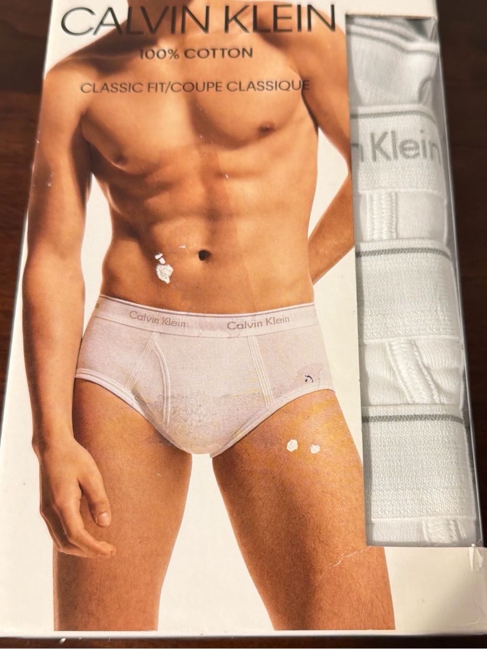 NIB Mens Calvin Klein 4-Pack 100% Cotton Classic Fit White Briefs Size M